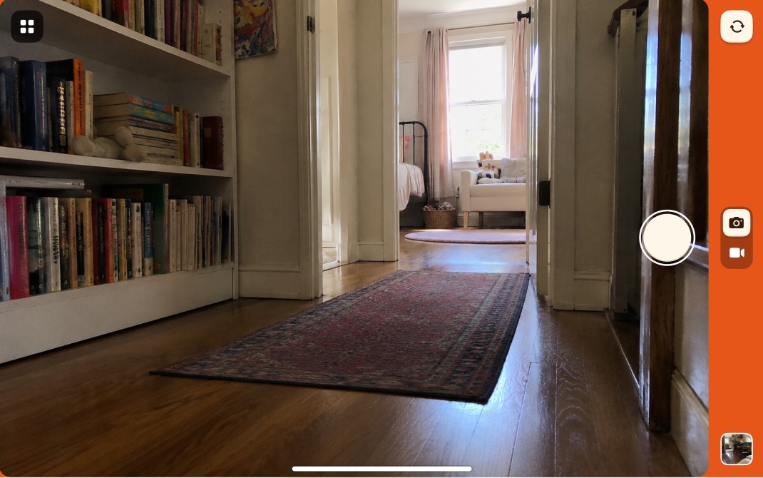 The Camera tool, framing a hallway at home